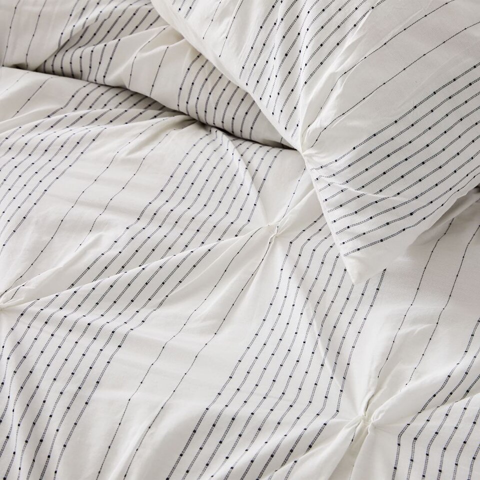 Organic Cotton Striped Pintuck Duvet Cover & Shams West Elm Australia